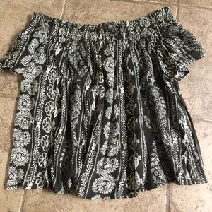 Boho blouse off the shoulder printed